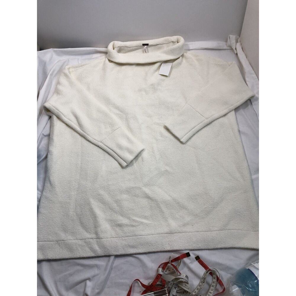 Free People Size Large Ecru Ottoman Oversized Slouchy Tunic Sweater STYLE OB4329